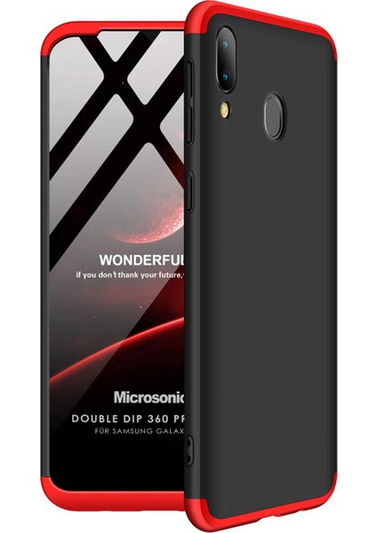 Samsung Galaxy M10s Kılıf Double Dip 360 Protective Siyah Kırmızı fiyatları