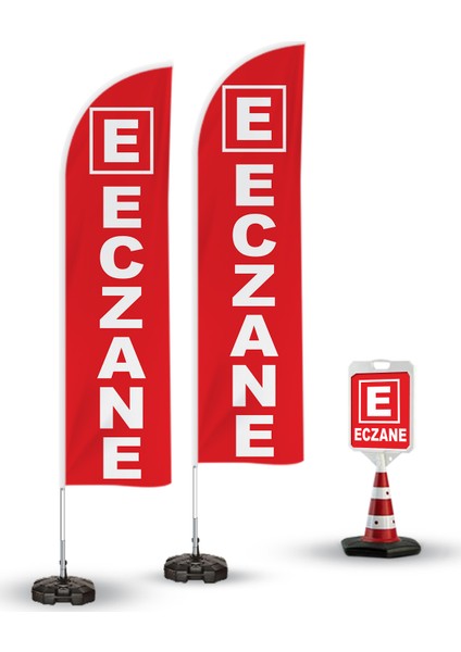 Eczane Temalı 2 Adet Yelken Bayrak - 1 Adet Reklam Duba Paketi