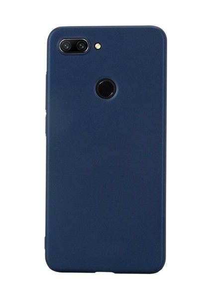 Xiaomi Mi 8 Lite Kılıf Mat Esnek Silikon Kılıf + Temperli Cam Lacivert
