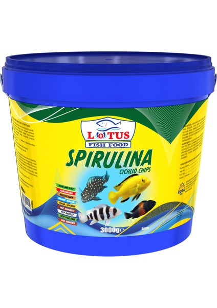 Spirulina Cichlid Chips Balık Yemi Kova 3 kg