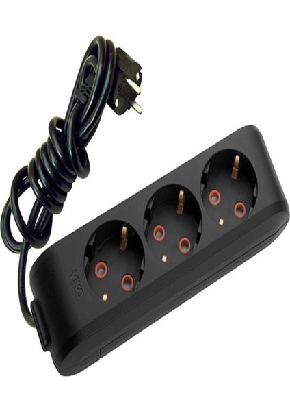Multi-Led Siyah 3'lü Priz Kablolu 2 m 90133302