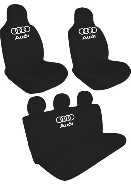 Audi Logolu Ön-Arka Penye Oto Servis Kılıfı Siyah