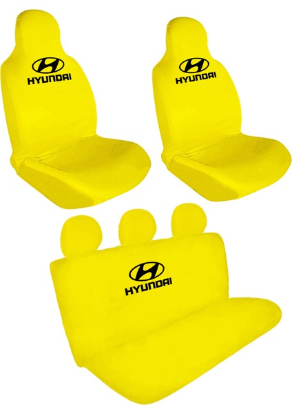 Hyundaı Logolu Ön-Arka Penye Oto Servis Kılıfı Sarı