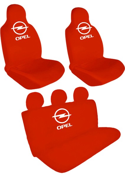 Opel Logolu Ön-Arka Penye Oto Servis Kılıfı Kırmızı