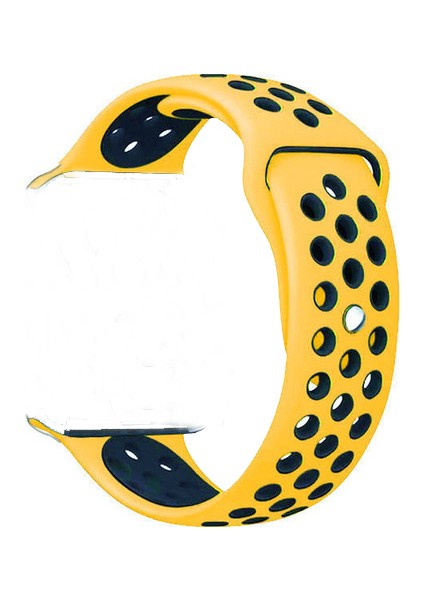 Apple Watch Uyumlu Premium 2/3/4/5 38-40 mm Spor Delikli Silikon Kordon Sarı