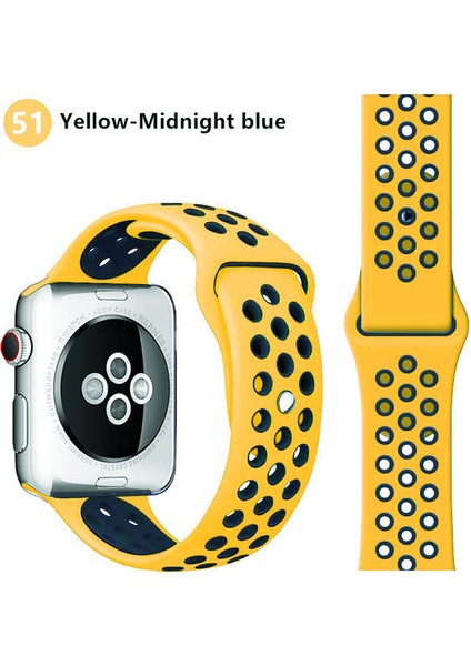 Apple Watch Uyumlu Premium 2/3/4/5 38-40 mm Spor Delikli Silikon Kordon Sarı