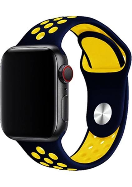Apple Watch Uyumlu Premium 2/3/4/5 38-40 mm Spor Delikli Silikon Kordon Gece Mavisi