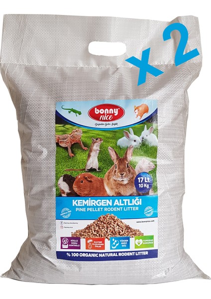 Çam Pelet Kemirgen Altlığı 10 kg 17 lt x 2 Paket 34 lt