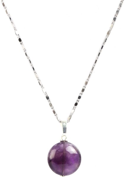 Oval Model Ametist Taşı Doğal Taş Kolye