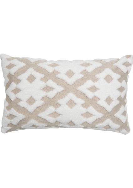 Özel Tasarım Jakar Desenli Dekoratif Yastık Dikdörtgen Kırlent Kılıfı Maldive Bej 30 x 50 cm