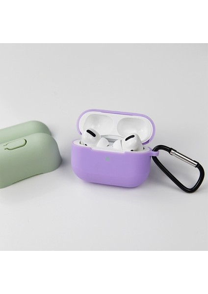 Apple Airpods Pro İnce Slim Silikon Kılıf + Anahtarlık AL-31687 Mor