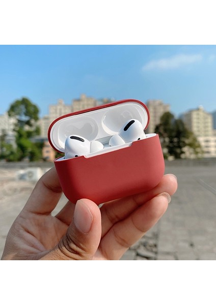 Apple Airpods Pro İnce Slim Silikon Kılıf AL-31804 Kırmızı