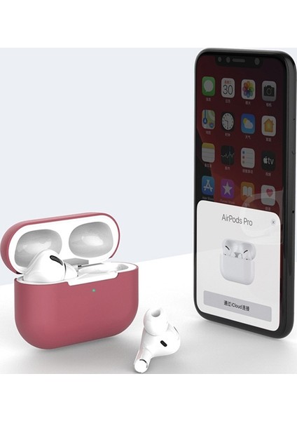 Apple Airpods Pro İnce Slim Silikon Kılıf AL-31804 Bordo