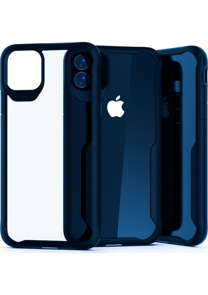 iPhone 11 Pro Shok Absorption PC + TPU Darbe Emici Kılıf AL-31756 Mavi