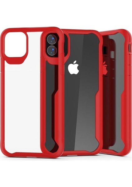 iPhone 11 Pro Shok Absorption PC + TPU Darbe Emici Kılıf AL-31756 Kırmızı