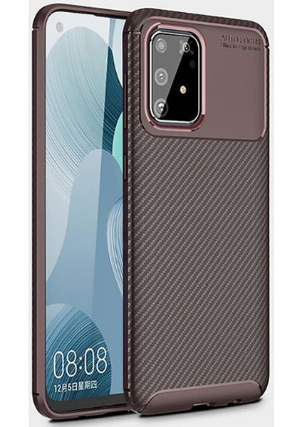 Samsung Galaxy A51 Kılıf Karbon Delux Tpu Silikon Dlx Kahverengi