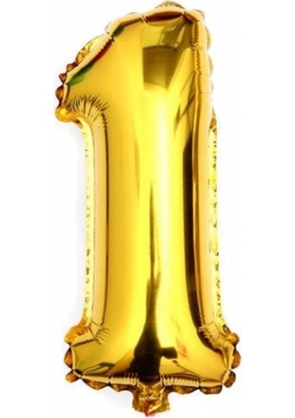 Cakes & Party 1 Rakamı Altın (Gold) Rengi Folyo Balon 40 Inc 100 Cm