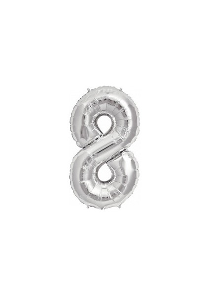 Azfahomestore Folyo Balon Rakam 8 Gümüş 16 Inc(40Cm)