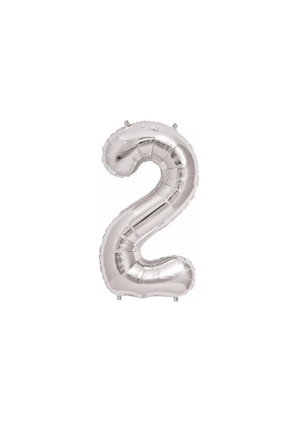 Azfahomestore Folyo Balon Rakam 2 Gümüş 16 Inc(40Cm)