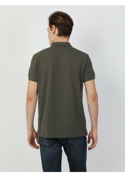 Colins Regular Fit Polo Yaka Erkek Haki Polo Kısa Kol