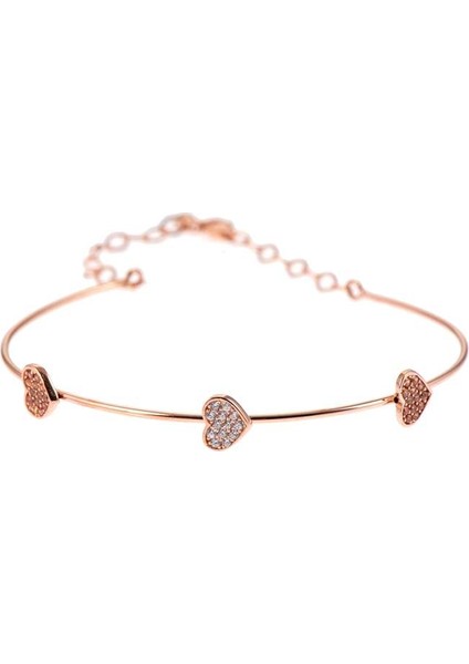 Rose Gold Kalpli Gümüş Bileklik