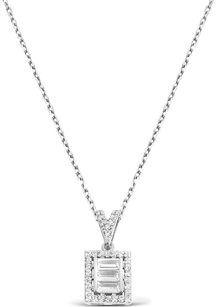 Baget Taşlı Gümüş Kolye