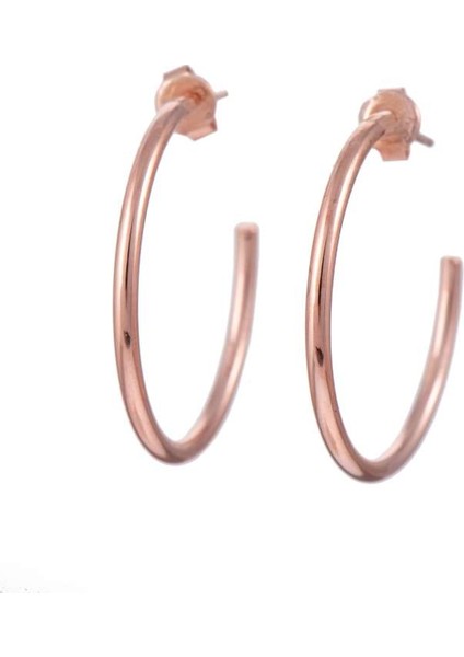 Rose Gold Halka Gümüş Küpe 3cm