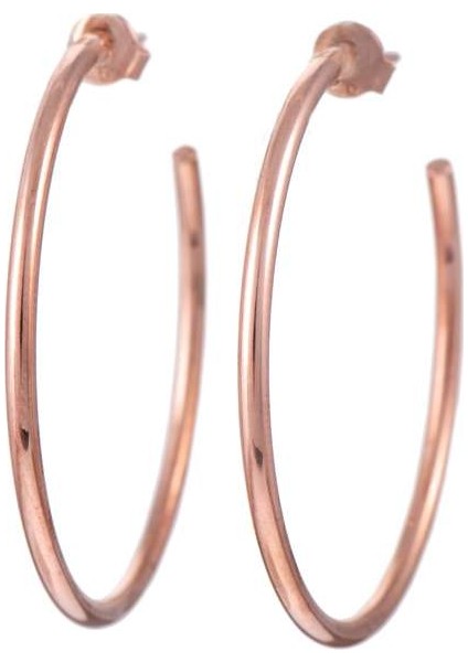 Rose Gold Halka Gümüş Küpe 4cm