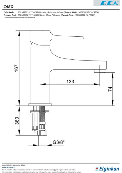 ECA Caro Lavabo Bataryası 102108892