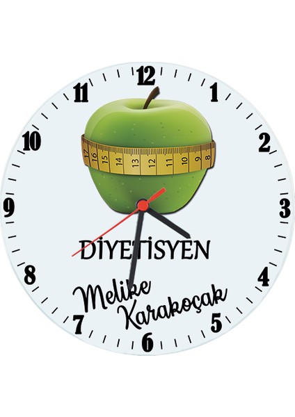 Diyetisyene Hediye Isimli Cam Duvar Saati
