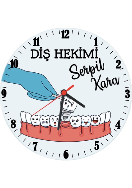 Diş Hekimine Hediye 14 Mart Dişçi Cam Duvar Saati