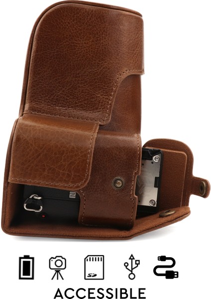 Sony Alpha A6600 (18-135mm) Gerçek Deri Kamera Çantası modelleri