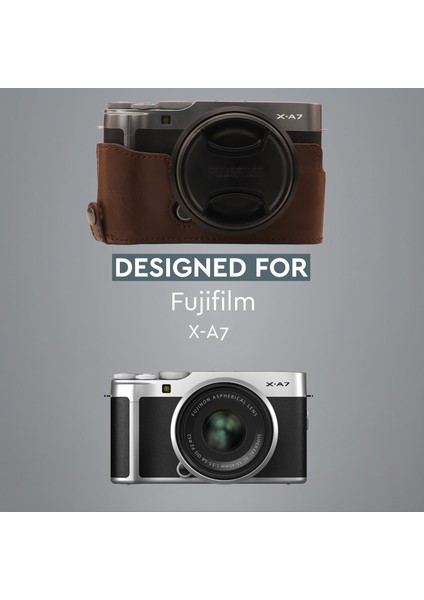 MG1771 Suni Deri Yarım Kamera Kılıfı Fujifilm X-A7 ile Uyumlu (Tek Dip) fiyatları