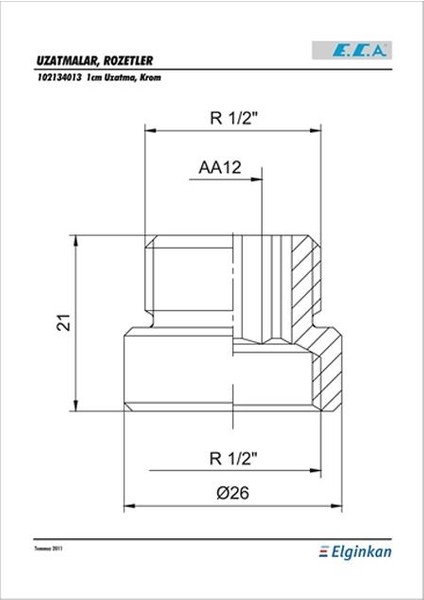Eca 1/2 1cm Krom Uzatma (Musluk Uzatma ) 102134013 fiyatları