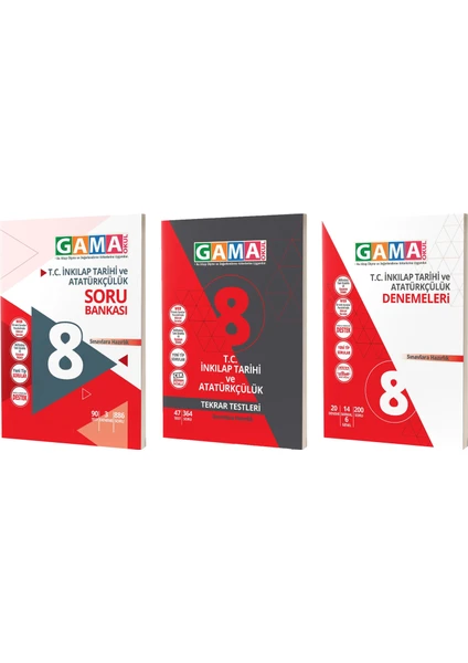 Gama Yayınları 8. Sınıf İnkılap Tarihi Soru Deneme Tekrar 3'lü Set