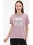 Calvina S/S Tee Yuvarlak Yaka Kısa Kollu Baskılı Mor Kadın Tişört 1