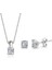 Swarovski Zirconia 0.60 Karat U Model Tektaş Ikili Gümüş Set 1