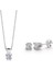 Swarovski Zirconia 0.60 Karat Kalp Tırnak Tektaş Ikili Gümüş Set 1