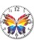 Butterfly Renkli Soyut Kelebek Duvar Saati Bombeli Gercek Cam 1