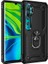 Xiaomi Mi Note 10 Kılıf Çift Katmanlı Yüzüklü Manyetik Vega Kapak Siyah + Tam Kaplayan 6D Nano Ekran Koruyucu 1