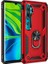 Xiaomi Mi Note 10 Kılıf Çift Katmanlı Yüzüklü Manyetik Vega Kapak Kırmızı + Full Body Ekran Koruyucu 360 Ön Arka 1