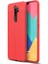 Oppo A9 2020 Kılıf Deri Dokulu Silikon Kırmızı 2