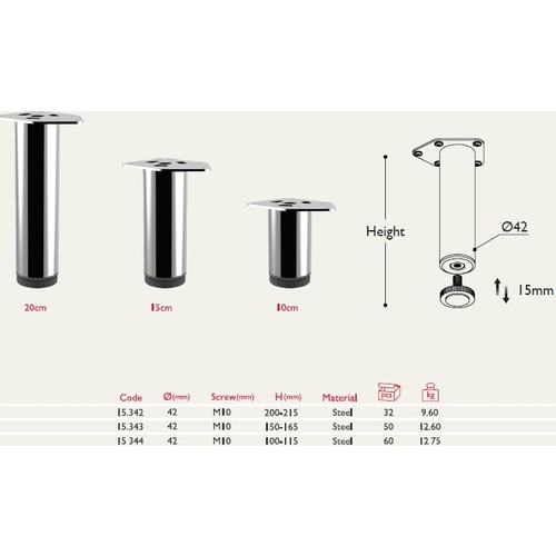 Gürçay Hırdavat Metal Mobilya Ayağı Siyah Çap 42 mm 20 cm Fiyatı