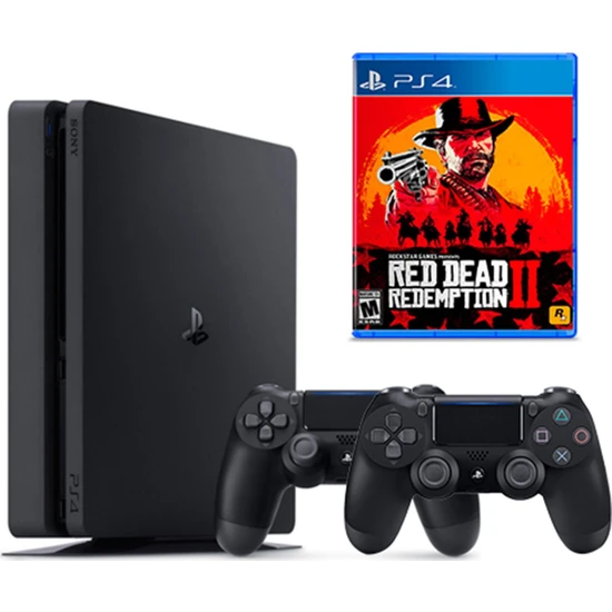 Sony Playstation 4  Slim 500 GB Oyun Konsolu Paket Içeriği PS4 + 2 Kol + Red Dead 2 (İthalatçı Garantili)
