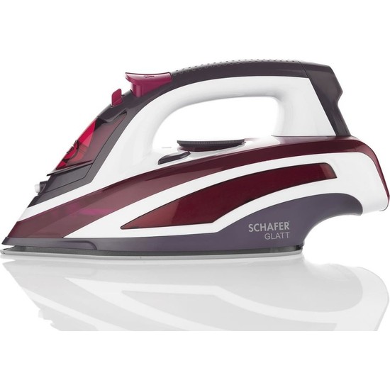 Schafer Glatt 2200 W Buharlı Ütü – Kireç Önleyici, Seramik Tabanlı, Dikey Buhar ve Ayarlanabilir Isı Ayarı, Bordo