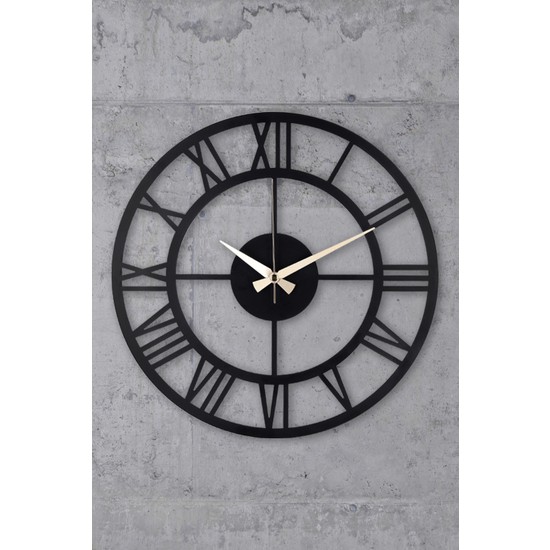 Muyika Roma Siyah Metal Siyah Duvar Saati 41 x 41 cm Fiyatı