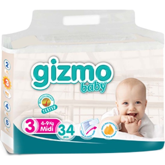 Gizmo Bebek Bezi Paketi 4 9 kg 3 Numara 34�lü Fiyatı Gizmo Bebek Bezi Paketi 4 9 kg 3 Numara 34�lü Fiyatı