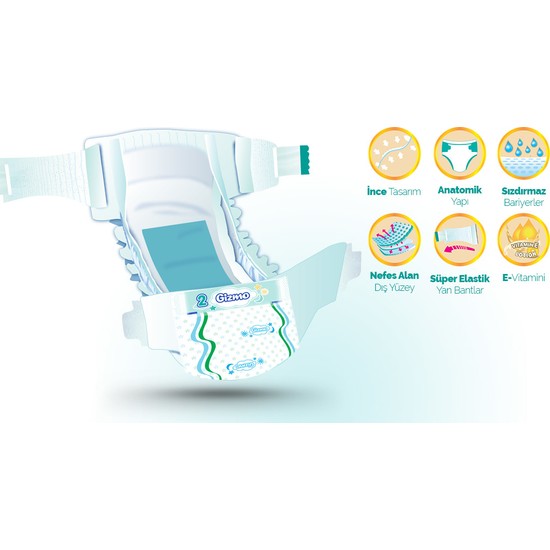 Gizmo Bebek Bezi Paketi 4 9 kg 3 Numara 34�lü Fiyatı Gizmo Bebek Bezi Paketi 4 9 kg 3 Numara 34�lü Fiyatı