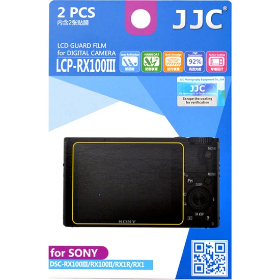 JJC LCP-RX100III LCD Ekran Koruyucu Film 2'li Paket Sony Dsc-Rx1 RX1R RX1R II RX100 RX100 II/III/IV/V/VI