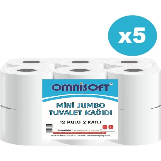 Omnisoft Mini Jumbo Tuvalet Kağıdı 5 Koli 60 Rulo
